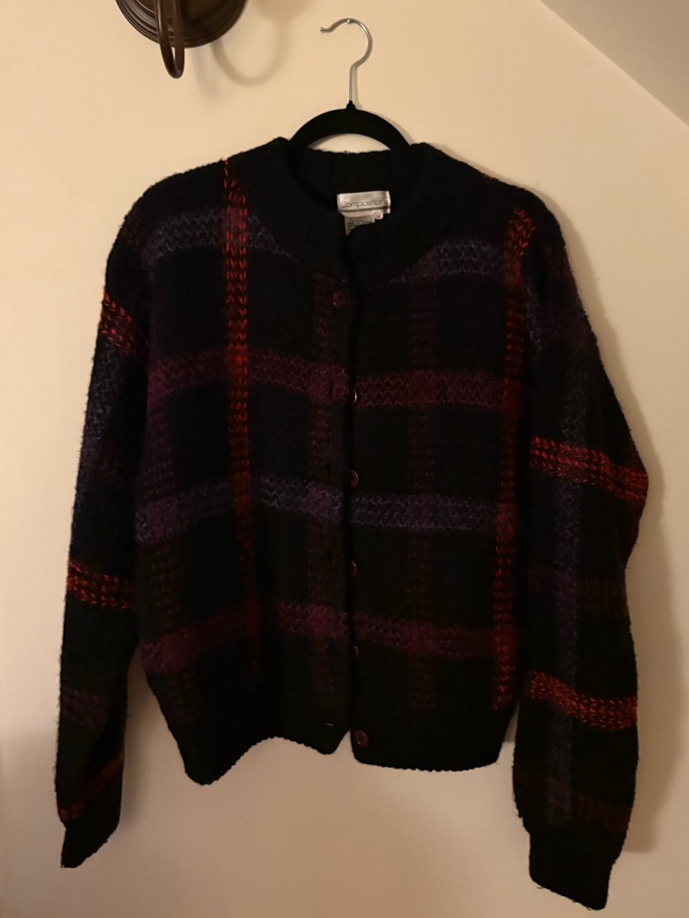 Women’s Black, Red, and Purple Knit Cardigan